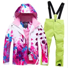 Детский лыжный костюм куртка для катания на лыжах для девочек ветрозащитная водонепроницаемая верхняя спортивная одежда для сноуборда брюки супер теплые Новые