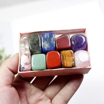 

10 PCS/Box Natural Stone Tumbled Gemstone Irregular Polishing Rock And Quartz Jade Amethyst Palm Bead For Home Decoration