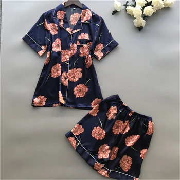 

Pajamas loose sexy home service summer short-sleeved two-piece suit pajama party bride bridesmaid pajamas camison sexy mujer