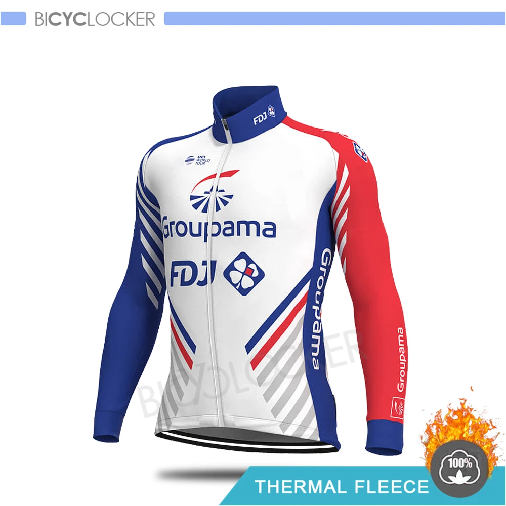 Cycling Jerseys Зимняя одежда для велоспорта FDJ Cycle Set Mans с длинными рукавами, трикотажные изделия, сохраняющие тепло, форма Ropa De Ciclismo Invierno Hombre, термофлис - Цвет: Cycling Jerseys