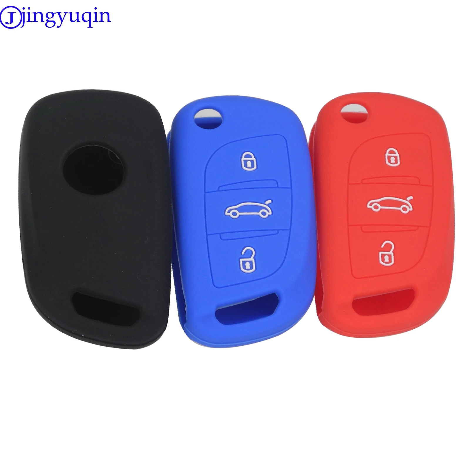 

jingyuqin 20pcs 3 Buttons Entry Remote Car Key Silicone Cover Case for Citroen DS3 DS4 DS5 DS6 Flip Floding Key Case FOB Styling