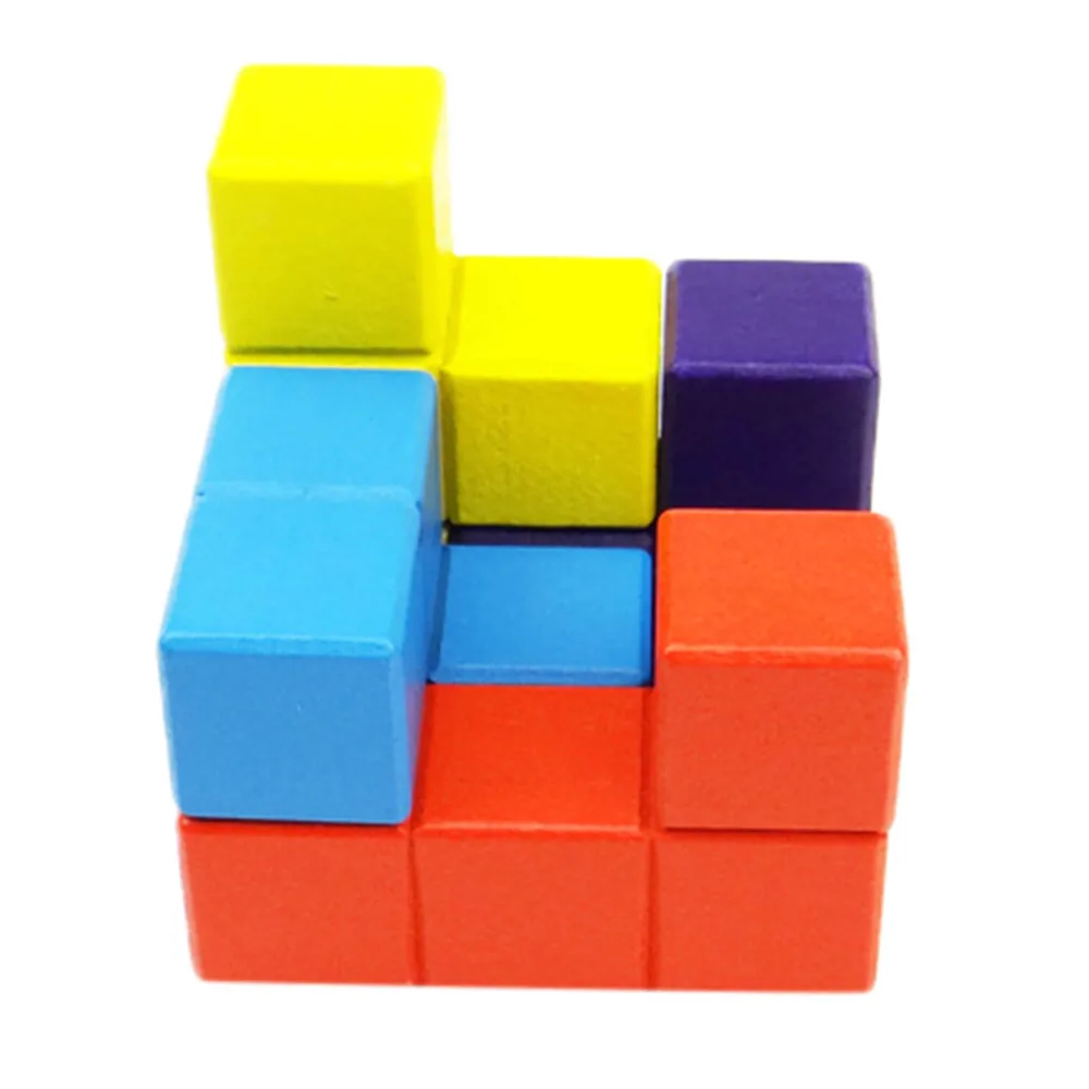 Wooden Brain Teaser Puzzle Cube Pieces Creative Educational Toy Baby Kids Puzzle Toy Parent-child Interactive Game #B