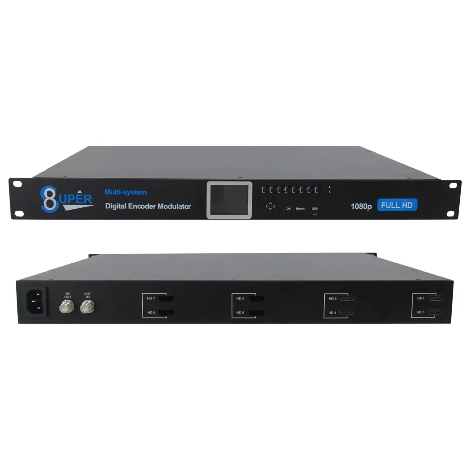 1U стойка 4 канальный HDMI для DVB T HD цифровой ТВ кодировщик модулятор маршрута 1080P RF