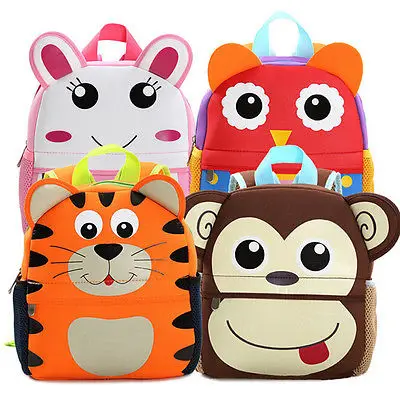 Kids Baby Backpack Cartoon Animal Pig Dog Rabbit Tiger Sheep Monkey Plush Backpack Children 3D Kindergarten School Bag 1-7Y 2