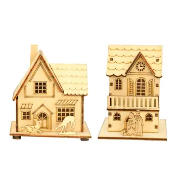 

LED Light Wooden House Shape Energy Saving Environmental Friendly Night Light Wooden Glowing Christmas Gift For Children Room