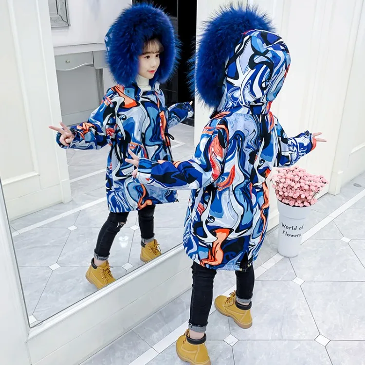 Пуховики для девочек теплая верхняя одежда для малышей плотные пальто ветрозащитные детские зимние куртки детская зимняя верхняя одежда с героями мультфильмов