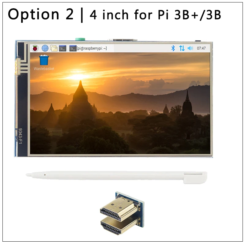 Option 2 for 3B 4 дюйма 3,5 дюйма Raspberry Pi 4 сенсорный экран 800x480 ips подсветка Отрегулируйте ЖК-дисплей с аудио для Raspberry Pi 4B/3B+/3B PC - Цвет: Option 2 for 3B