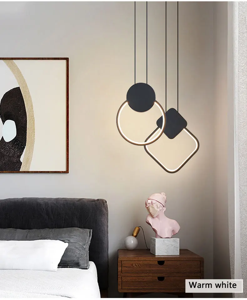 Modern Led Pendant Light Black&White Creative Chandelier Pendant Lamp for Dining room Kitchen Bedside Light Bedroom Hanging Lamp kitchen pendant lighting