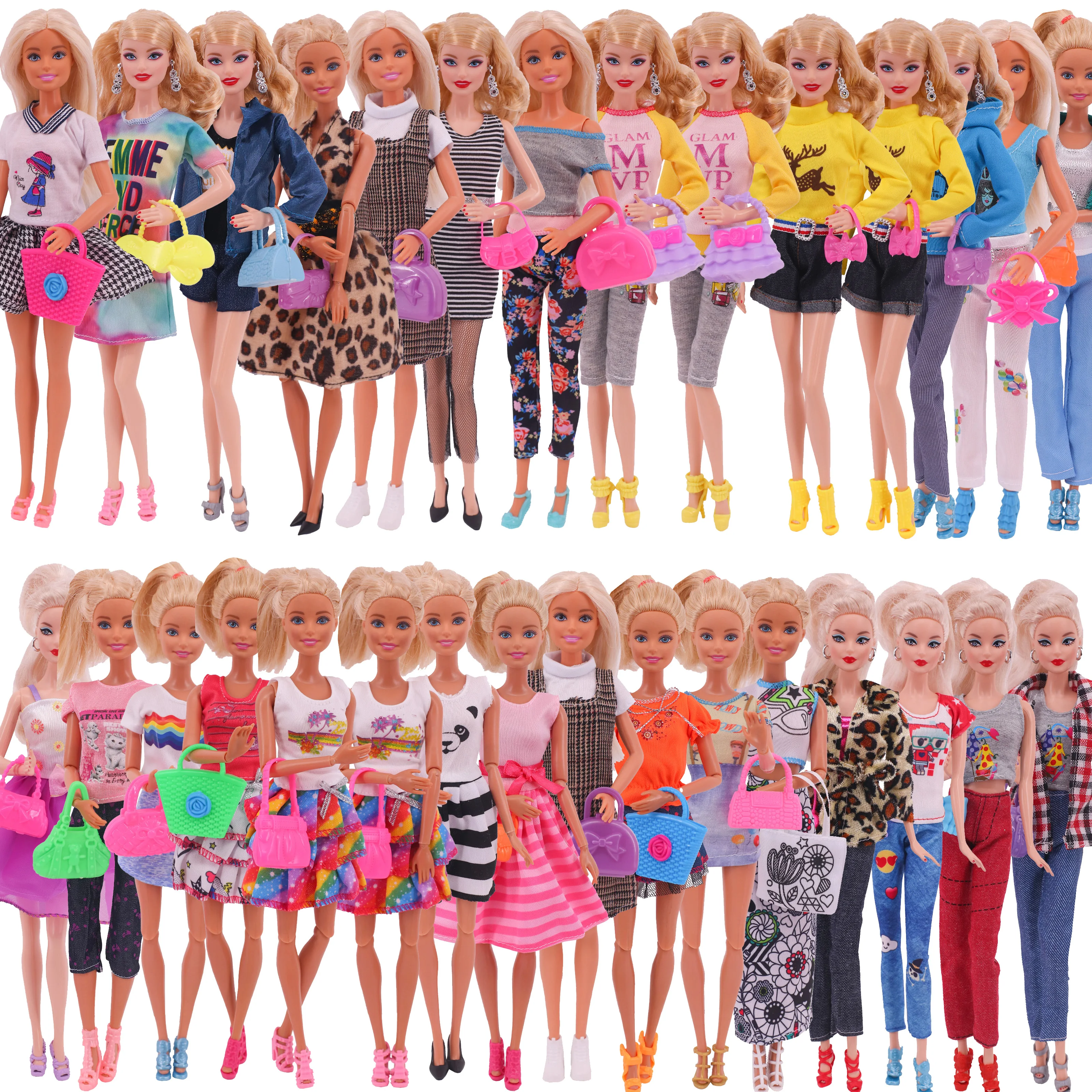 Barbies Doll Clothes Accessories 5Pcs Set For Barbie Doll&1/6 BJD Blythe Shoes Mini Dress Bags Toy