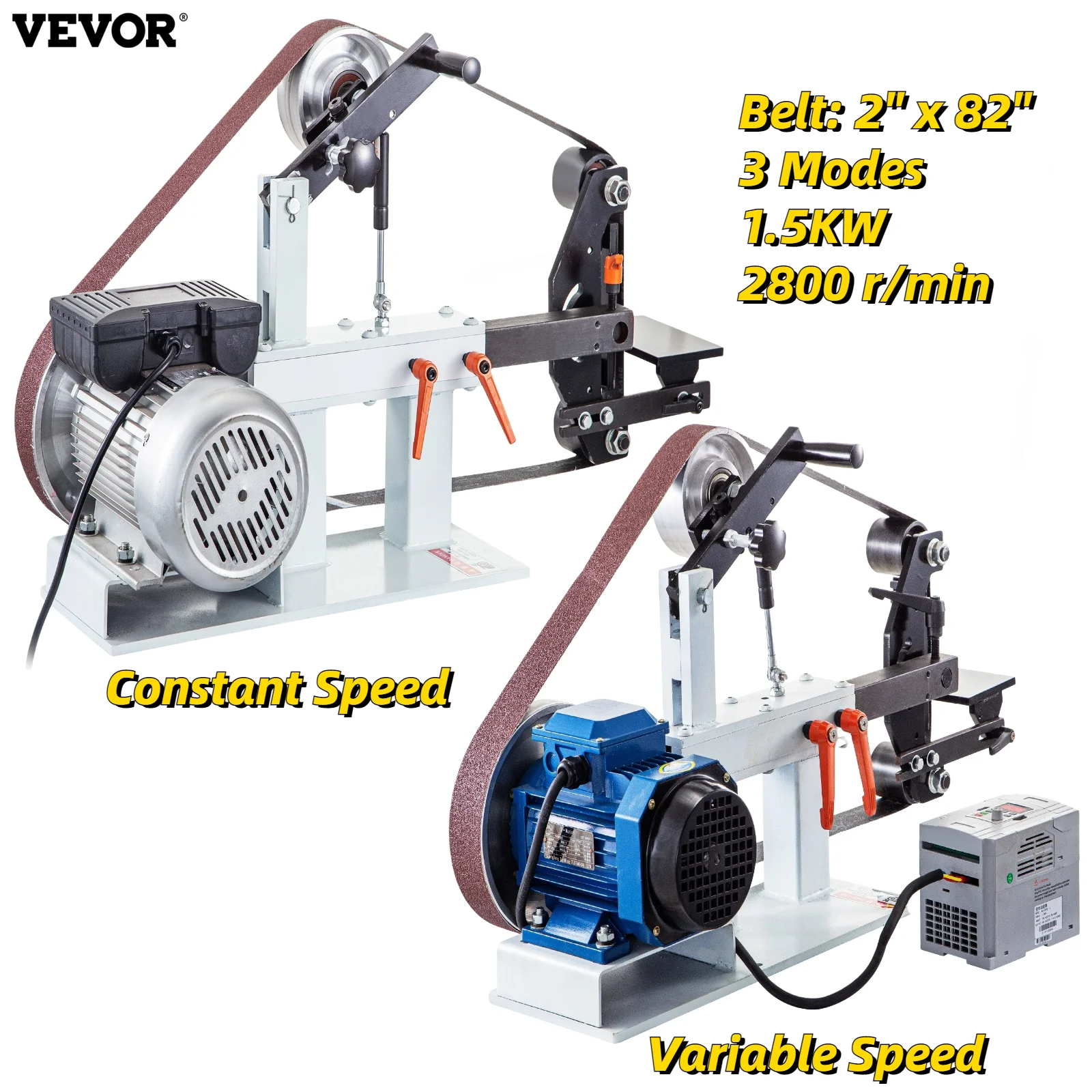 Vevor 1.5kw Belt Grinder Machine 2 X 82in Variable/constant Speed 3