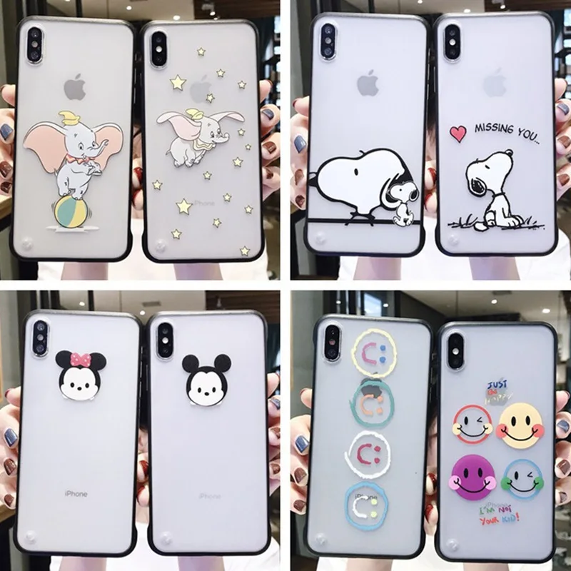

New Craft Cartoon Borderless Phone Case for iPhone X XS XR XSMax 8 7 6 6S PluS Transparent Cartoon Drop Protection Cover