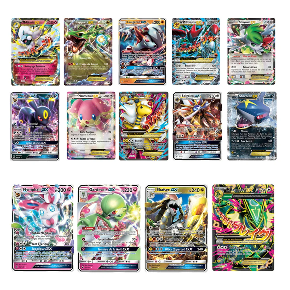 New TOMY 100PCS French Pokemon Card Featuring 60 GX 20 EX 20 MEGA Trading Cards Game Children Toy