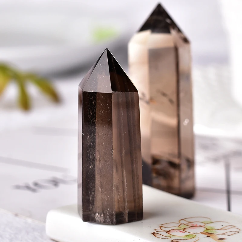 Natural quartz Tea Crystal Point Healing Stone Hexagonal Prisms 60 80mm Obelisk Wand Treatment Stone DIY