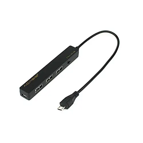 Acasis Micro USB OTG концентратор Высокоскоростной Синхронизация и зарядный ключ 3 порта USB OTG концентратор для планшета на Android Win 7 8 XP - Цвет: Черный