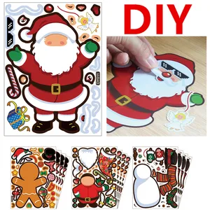 Vrolijk Kerstfeest Kerstman Sneeuwpop Elanden Boom Diy Stickers Kerst Decoraties Voor Huis Navidad Ornamenten 2022 Nieuwjaar Kids Geschenken