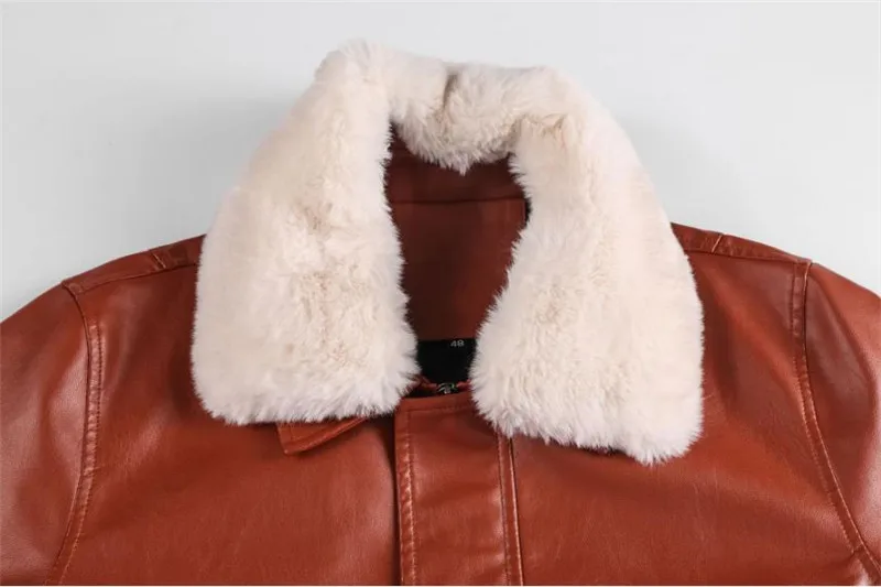 New men's leather jacket spring and autumn coat PU leather casual warm detachable fur collar Windproof jacket