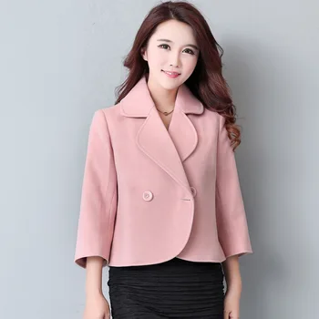 

Double Breasted Women Wool Coat Elegant Winter Jacket Short Cashmere Coat Nice