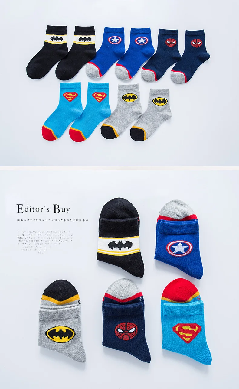 2 to 12years old kids Cartoon socks Super hero neonatal boys girls Breathable short Socks children baby stuff boys cotton Socks