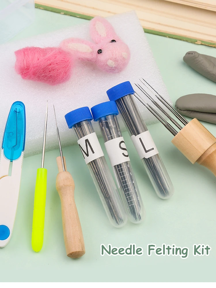 Kit Débutant Feutrage à L'Aiguille Heidifeathers® - Poignée, Aiguilles, Protège-Doigts - Sans Laine