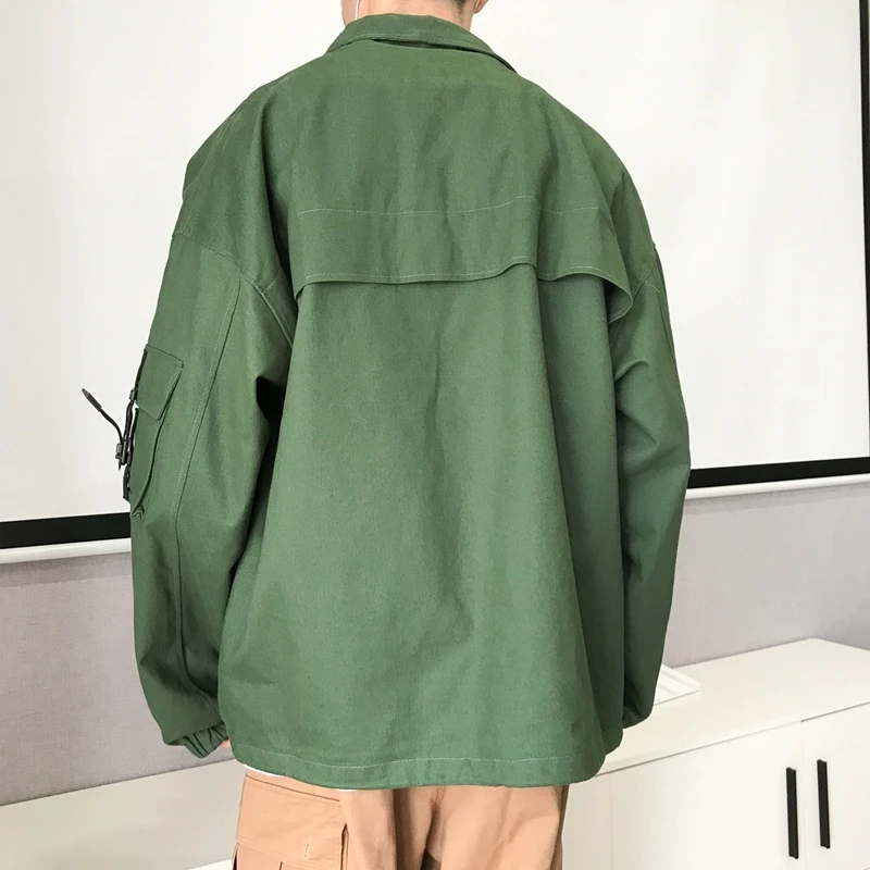 Осенняя одежда, рабочая одежда, куртка, Мужская, свободная, длинная, chaqueta hombre, ветровка, тонкая, в китайском стиле, Черная