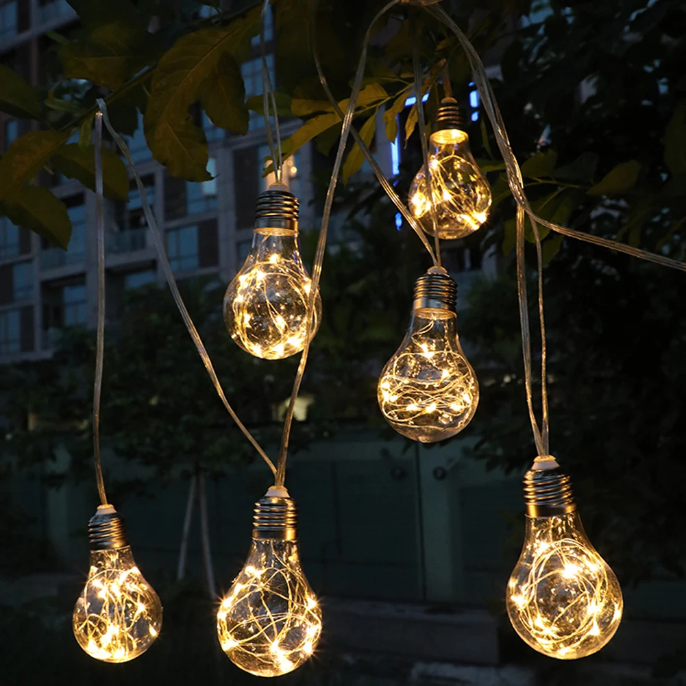 Solar Garden Lights Outdoor, 10/ 20 Bulbs Copper Wire Bulbs String Lights Solar Hanging Lights Clear Round Ball LED Solar Lights solar lights for sale