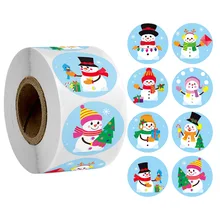 

8 Designs Merry Christmas Sticker Sealing Labels 500pcs/roll 1 Inch for Xmas New Year Thank You Card Decor for Kids Gift Sticker