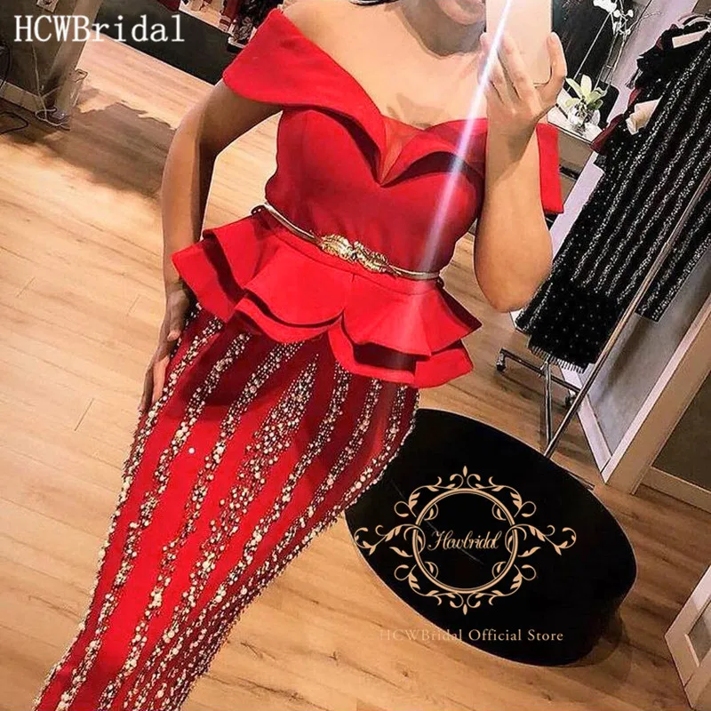 Robe De Soiree, изысканные стразы, красное вечернее платье, с открытыми плечами, облегающее, длинное, официальное, для женщин, платья на заказ