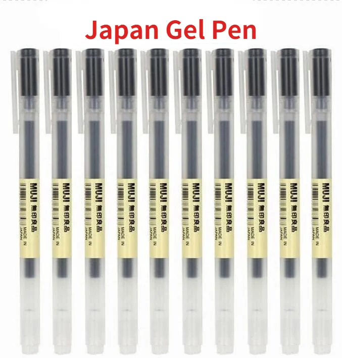 10pcs Mujis Moma Gel Ink Ballpoint Pen Japanese Ballpoint Pen Black