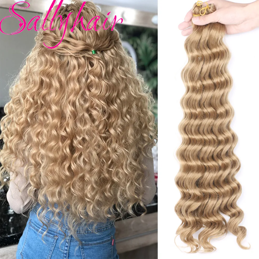 

Sallyhair 20-дюймовые косички для плетения с глубокой волной, высокотемпературные синтетические косички для вязания крючком, светлые и серые волосы для наращивания