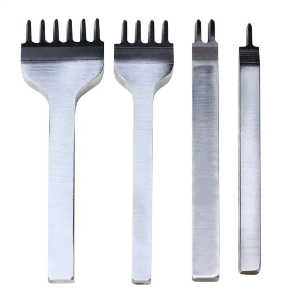 

4Pcs/lot DIY Leathercraft Tools 3/4/5mm Leather Hole Punches Stitching Punch Tool 1+2+4+6 Prong Tools for Leather Belt