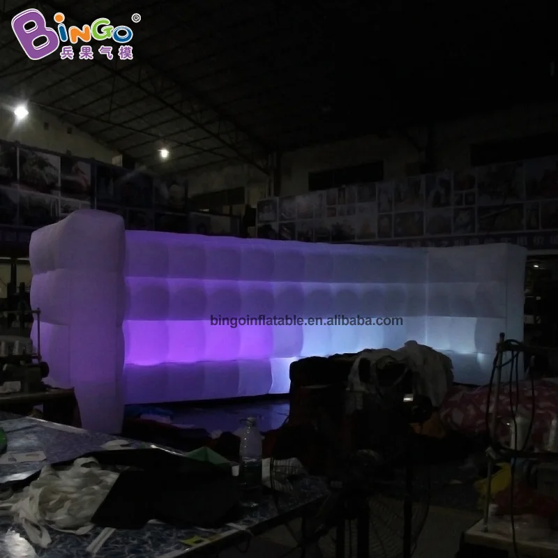 Customized 8x2.5x2.5M White Inflatable LED Lights Wall for Event Decoration / Inflatable Background Wall with LED Lighting Toys 2