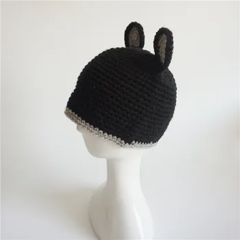

Cat Ear Knitted Hat Korean Autumn and Winter New Type Hand-knitted Wool Hat Fashionable Female Hat