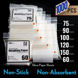 Ks tek – feuille de papier de pesée, Non absorbante, antiadhésive, très brillante, pour la mesure d'échelle, transfert d'échantillons, 1000 pièces 