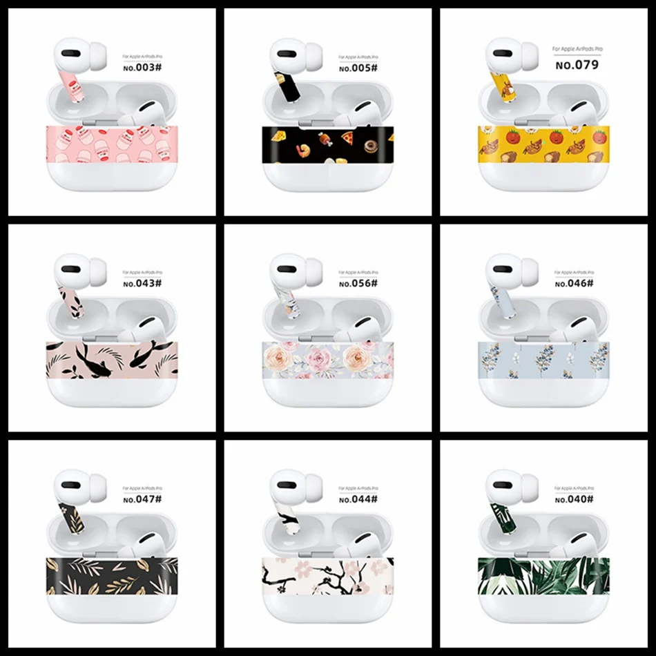 

For AirPods Pro Fashion Flower Leaves Avocado Sticker For AirPods 3 Skins Removable Adhesive Decorative Decal Wrap Head Film