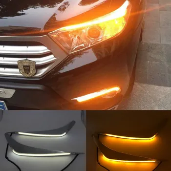 

2Pcs For Toyota Highlander 2012 2013 2014 LED Daytime Running Light Yellow Turn Signal Relay Car Headlight Eyebrow Decoration