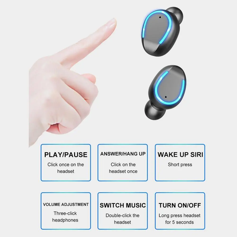 Bluetooth наушники Мини светодиодный дисплей стерео звук 2000 мАч внешний аккумулятор