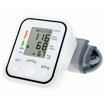 

LCD Display Digital bp Arm Blood Pressure Monitor Measure Meter Sphygmomanometer Cuff NonVoice White pulse oximeter tonometer