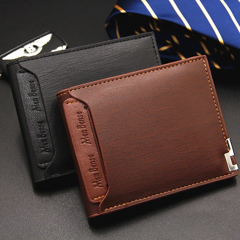 

New men's wallet, short style, multi-function, fashion, leisure, iron-edged card-drawing wallet.