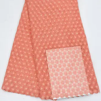 

beautiful peach color small flowers multicolored embroidery African Guipure Lace cord fabric with stones high quality mv335