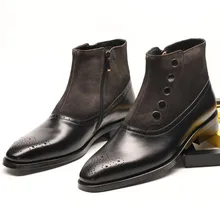 Brand Handmade Chelsea Boots 2019 Men's Genuine Leather Shoes Solid Male Vintage Boot Ankle Party Office Dress Boots Brand Handmade Chelsea Boots 2019 Men's Genuine Leather Shoes Solid Male Vintage Boot Ankle Party Office Dress Boots