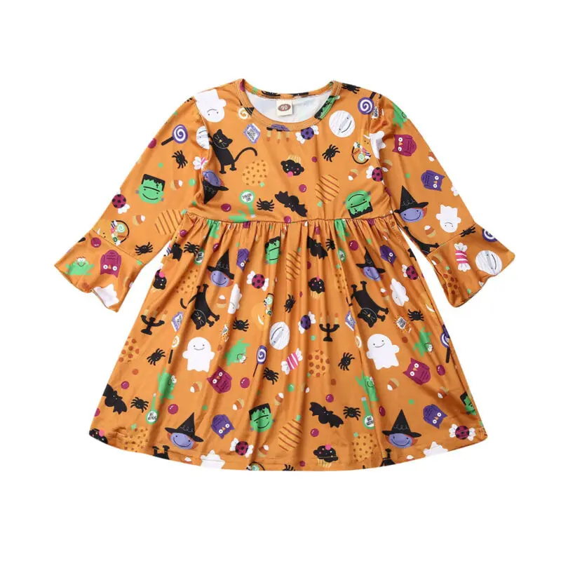 

1-6Y Toddler Kid Girl Dress Funny Princess Dress Cartoon Print Party Pageant Halloween A-Line Dress Clothes