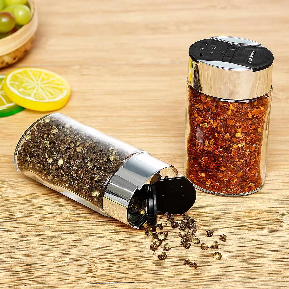 

Hot Spice Storage Rack Holder 6PCS Seasoning Bottles Stand Kitchen Organizer Condiment Pot Storage Jars Bottles Storage Shelf Se