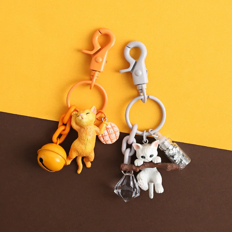 

2019 New Colorful Creative Personality Cute Little Cat Box Key Chain For Women Men Kawaii Keychain Fashion Letter Cute Gift