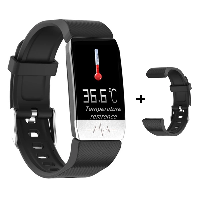 T1S Smart Watch Band With Temperature Measure ECG Heart Rate Blood Pressure Monitor Weather Forecast Drinking Remind Smartwatch 