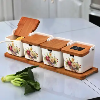 

Spice Box Ceramic Seasoning Pot Kitchen Houseware Salt Shaker Nordic Creative Combination Set Canister Set Kitchen Spice Box