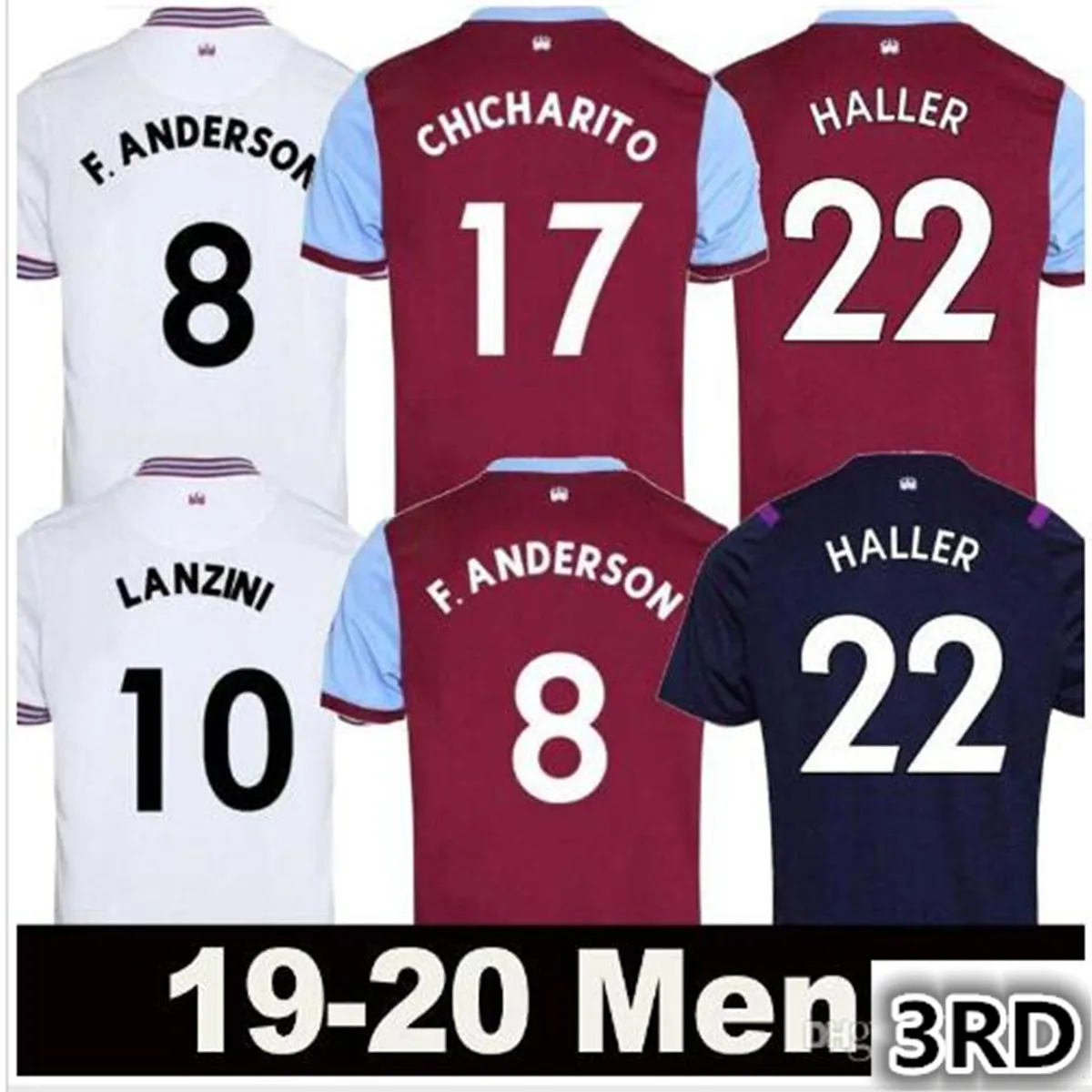 19 20 West ham soccer jersey 3RD NOBLE carrol ANTONIO WILSHERE LANZINI YARMOLENKO DIOP RICE CHICHARITO 3RD футбольная рубашка