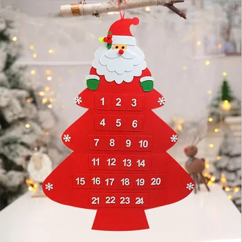 

Felt Christmas Tree Advent Calendar Christmas Decoration Fabric House Shape Countdown Calendar Card Christmas Calendar Bag Decor