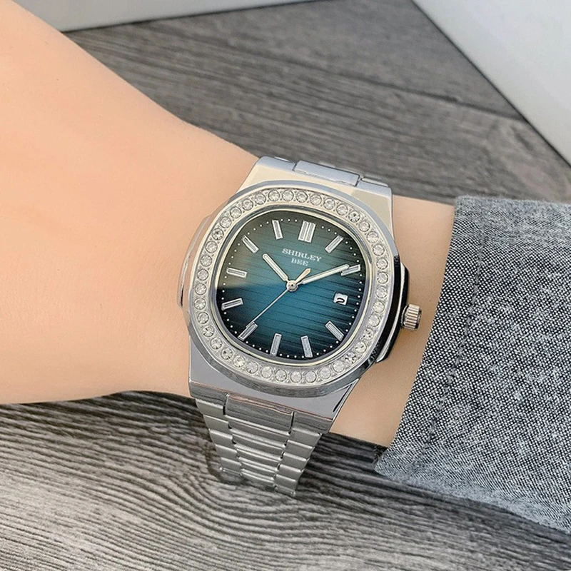 

часы с стразами Luxury Fashion Diver Watch Men Waterproof Date Clock Sport Watches Mens Quartz Wristwatch Relogio Masculino