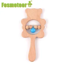 Fosmeteor – anneau de dentition en hêtre pour bébé, hochet artisanal, ornement, dents molaires, jouet, hochets, jeu de gymnastique, poussette Montessori, cadeau 