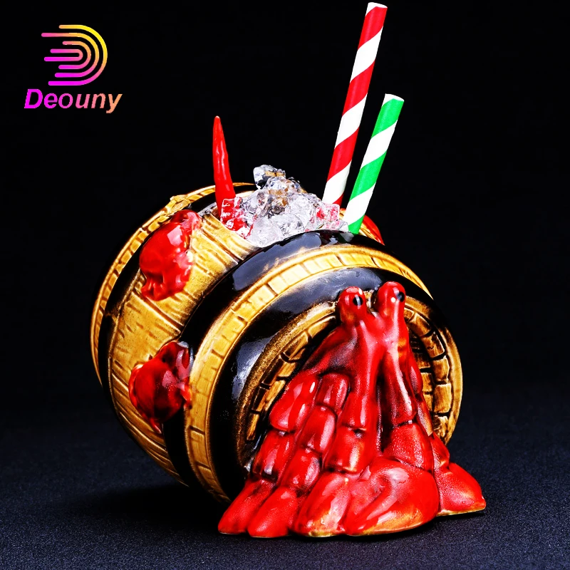 

Керамическая кружка DEOUNY TIKI, бокал для вина, бокал для Гавайских тропических коктейлей, бокал из дуба и чашка-краб, персонализированные аксес...